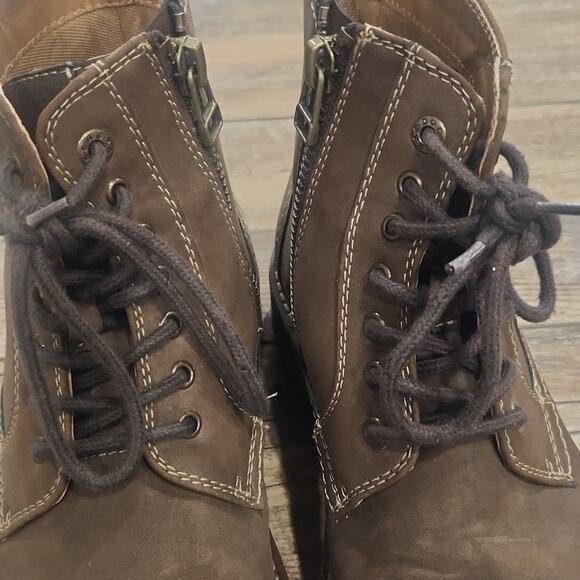 Dockers Mens Rawls Block Heel Lace Up Logger Boots Dark Tan 9M - Picture 4 of 9